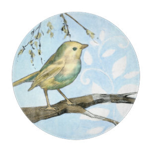 Liten Gult Bird Pery på ett Gren Tittar