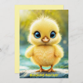 Liten gult chick drömmer om gyllene naturkonst inbjudningar