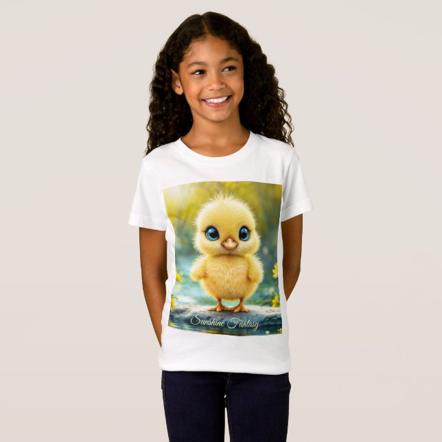 Liten gult chick drömmer om gyllene naturkonst t shirt (Hel framsida)