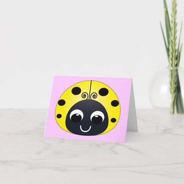 Liten Gult Ladybug Note-anteckningskort Kort (Framsida)