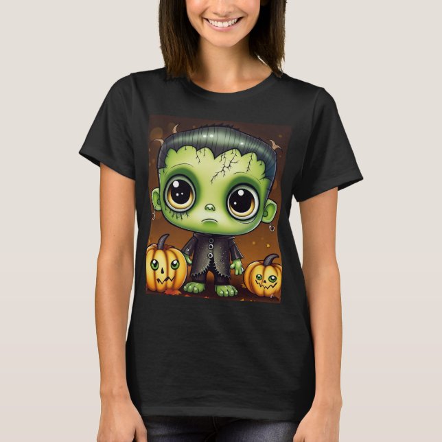 Liten Halloween Frankenstein  T Shirt (Framsida)