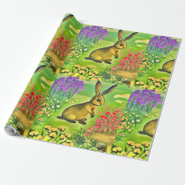 Liten hare i blommor presentpapper