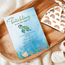 Liten Hatchling-sköldpadda under Sea Baby Shower