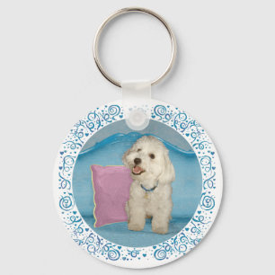 Liten Havanese på turkos soffa Nyckelring