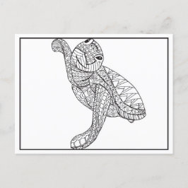 Liten havssköldpadda Linjeteckning Vykort