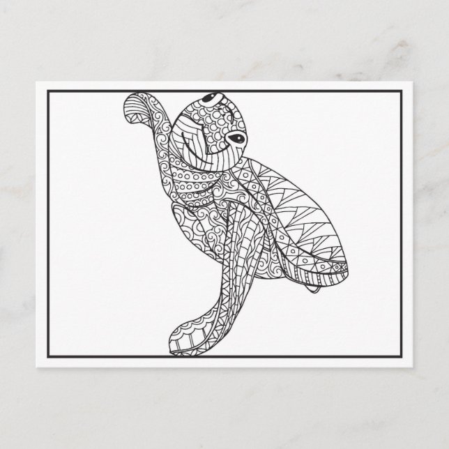 Liten havssköldpadda Linjeteckning Vykort (Framsida)