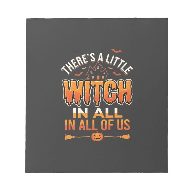 Liten häxa Halloween-häxa typografi design_1 Anteckningsblock (Framsida)
