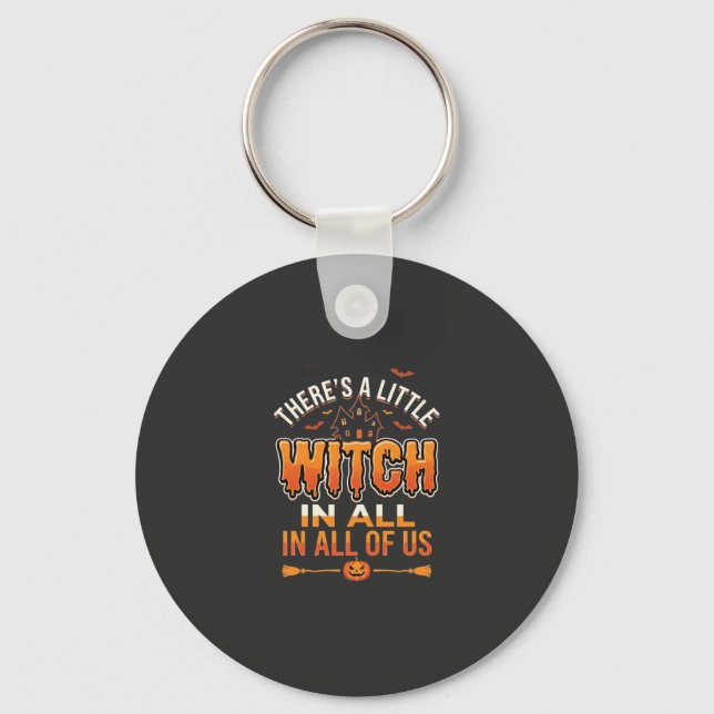 Liten häxa Halloween Häxa Typografi Design_1 Nyckelring (Framsida)