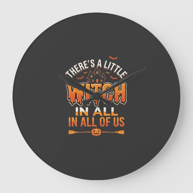 Liten häxa Halloween Häxa Typografi Design_1 Stor Klocka (Framsida)