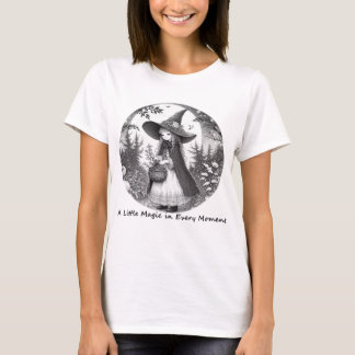 Liten häxa som samlar örter Fantasykonst T Shirt