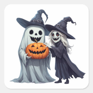Liten häxdöds Jack O Lantern 👻 Fyrkantigt Klistermärke