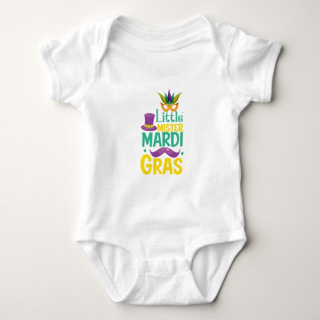Liten herr Mardi Gras Baby Body T Shirt (Framsida)