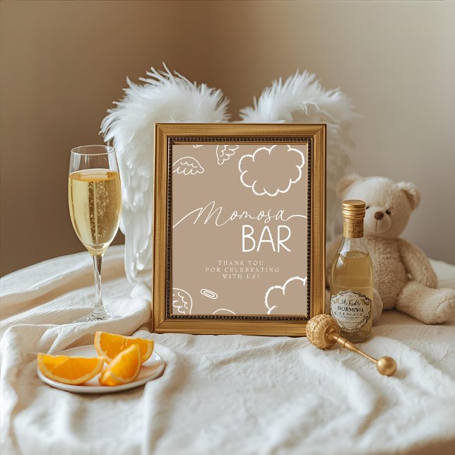 Liten himmelbit Beige Momosa Barskylt Inbjudningar (Little Piece of Heaven Beige Momosa Bar Sign)