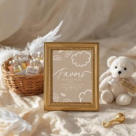 Liten himmelbit beige presentbordsskylt inbjudningar