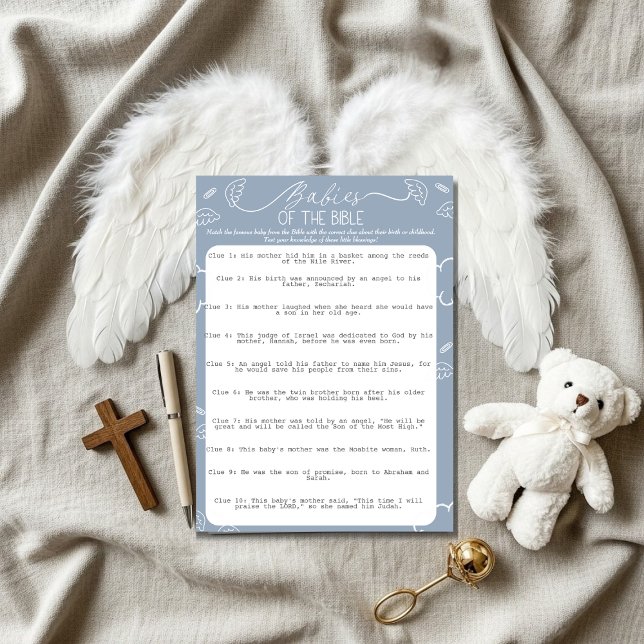 Liten himmelbit Blå Bibelns bebisar Inbjudningar (Little Piece of Heaven Blue Babies of the Bible)
