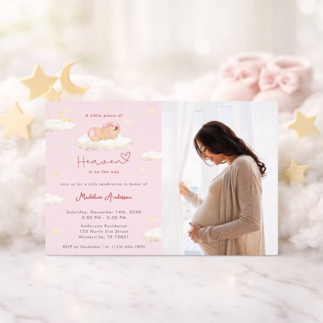 Liten himmelbit Foto Babyflicka Shower Inbjudningar (Skapare uppladdad)