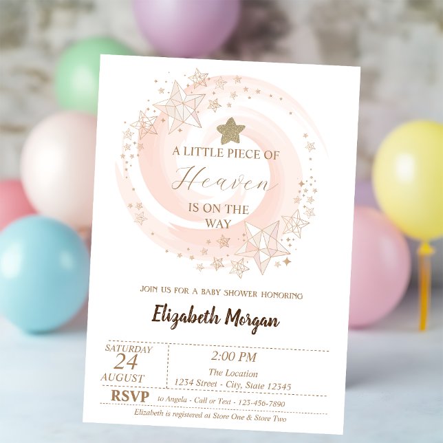 Liten himmelbit glitterstjärnor baby shower inbjudningar (Skapare uppladdad)