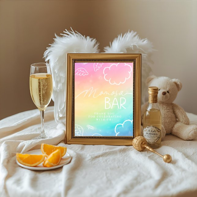 Liten himmelbit Rainbow Momosa Barskylt Inbjudningar (Little Piece of Heaven Rainbow Momosa Bar Sign)