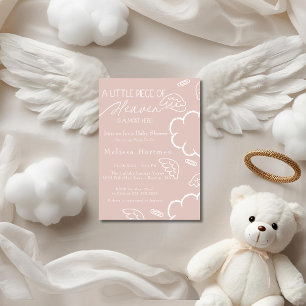 Liten himmelbit rosa baby shower inbjudningar