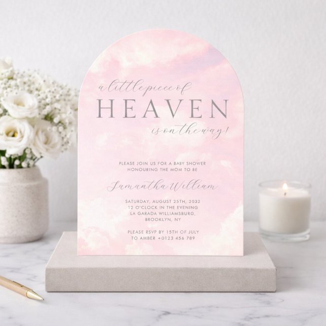 Liten himmelbit Rosa flicka babyfirande Inbjudningar (Skapare uppladdad)