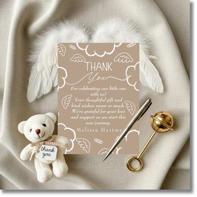 Liten himmelbit Tack beige kort (Little Piece of Heaven Thank You beige card)