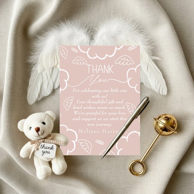 Liten himmelbit Tack Pink kort (Little Piece of Heaven Thank You Pink card)