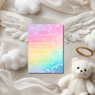 Liten himmelbiten Regnbåge baby shower Inbjudningar