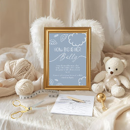 Liten himmelsk bit  Hur stor är hennes mage Blå Inbjudningar