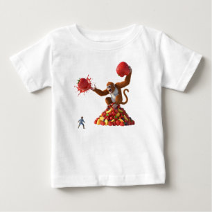 Liten hjälte som möter en jättelik apa som vaktar t shirt