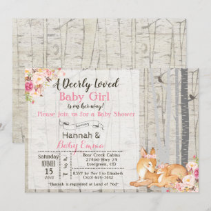 Liten hjort flicka blommig baby shower inbjudan