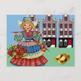 Liten holländsk flicka i nationell dräkt vykort