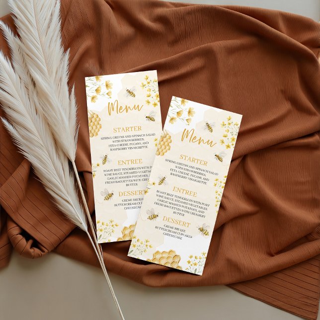 Liten Honey Baby Shower 4x9 Meny Kort (Skapare uppladdad)