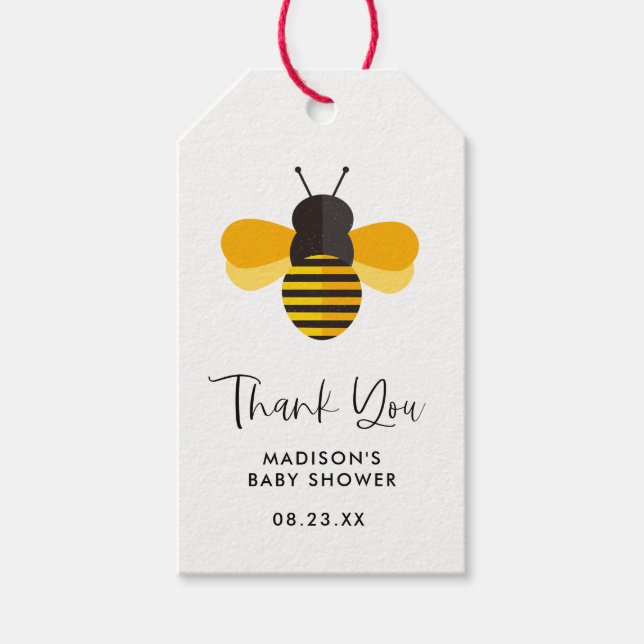 Liten Honey Bee Baby Shower Present Tack  Presentetikett (Framsidan)