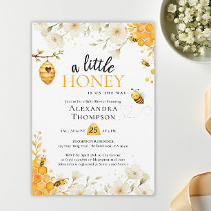 Liten Honey Floral Watercolor Elegant Barnrumsfest Inbjudningar