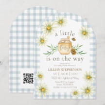 Liten honung på väg Bee Blå Baby Shower QR 