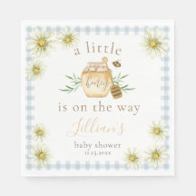 Liten honung på väg Blå Gingham Baby Shower