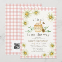 Liten Honung På Vägen Bee Rosa Bebis Shower QR