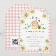 Liten Honung På Vägen Bee Rosa Bebis Shower QR