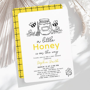 Liten honungs handritad bee baby shower inbjudningar