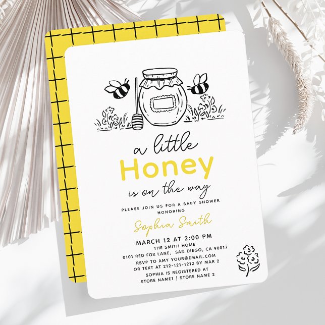 Liten honungs handritad bee baby shower inbjudningar (Skapare uppladdad)