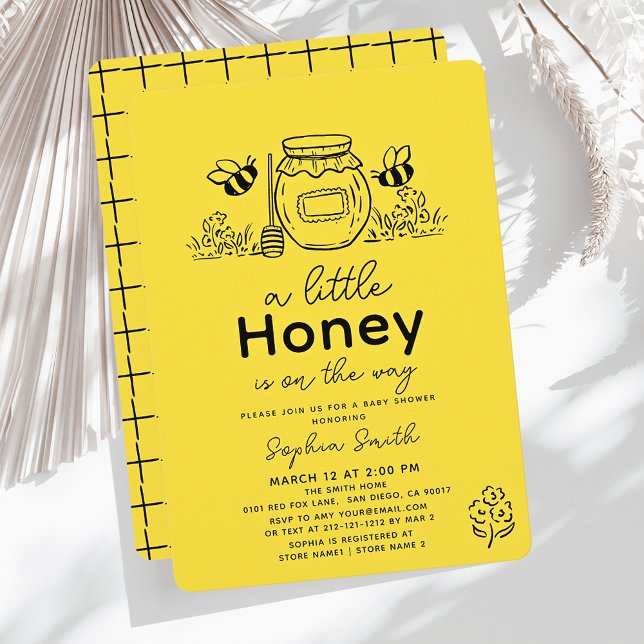 Liten honungs handritad bee baby shower inbjudningar (Skapare uppladdad)