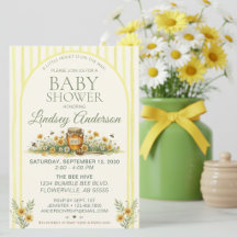 Liten honungsbaby shower inbjudan Bee Wildflower