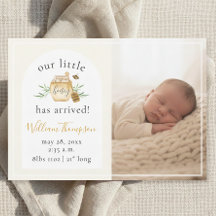 Liten honungsbi baby födelse tillkännagivande foto