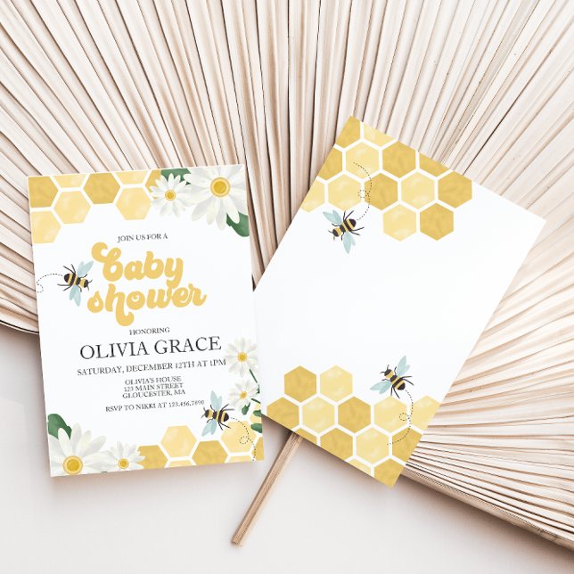 Liten honungsbi baby shower humlebivälkomstkort inbjudningar (Skapare uppladdad)