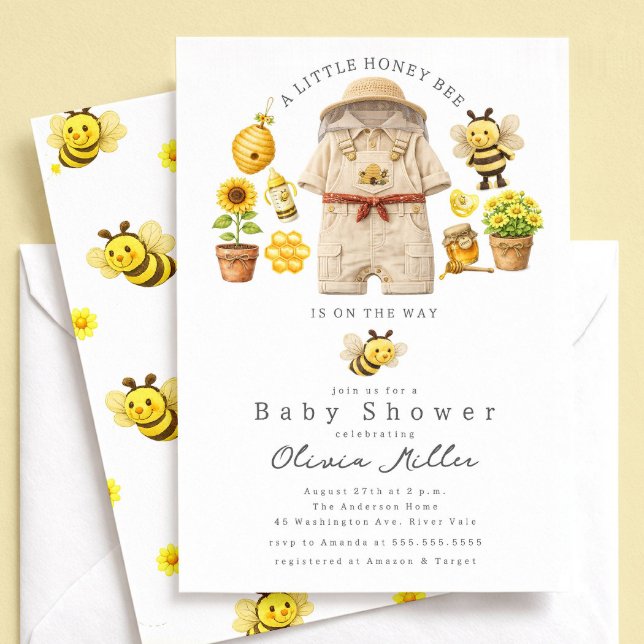 Liten honungsbi baby shower-inbjudan inbjudningar (Skapare uppladdad)