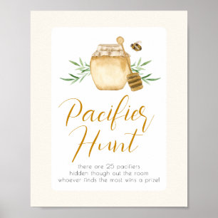 Liten Honungsbi Baby Shower Sugsaktsjaktspel Poster