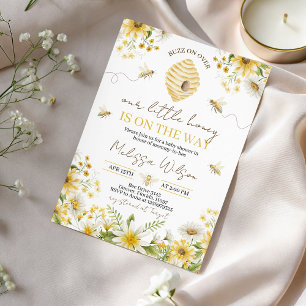 Liten honungsbi blomster baby shower inbjudan
