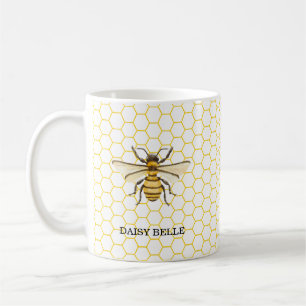 Liten Honungsbi På Vägen Gul Bebis Shower Kaffemugg