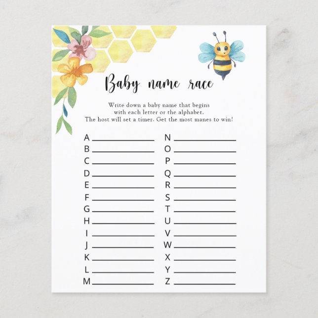 Liten honungsbin - Spel för namntävling för bebis (Framsida)