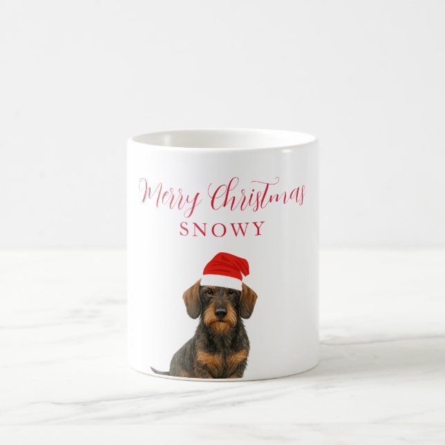 Liten hund med tomteluva jul kaffemugg (Center)